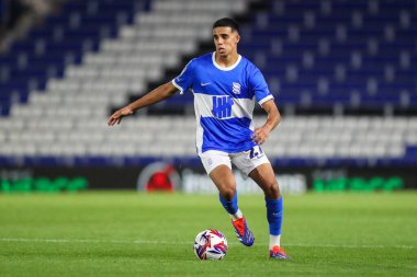 Birmingham City 'den Brandon Khela, Bristol Street Motors Kupası' nda St. Andrew 's @ Knighthead Park, Birmingham, İngiltere, 3 Eylül 2024' te oynanan Birmingham City - Walsall maçında maç yapıyor.