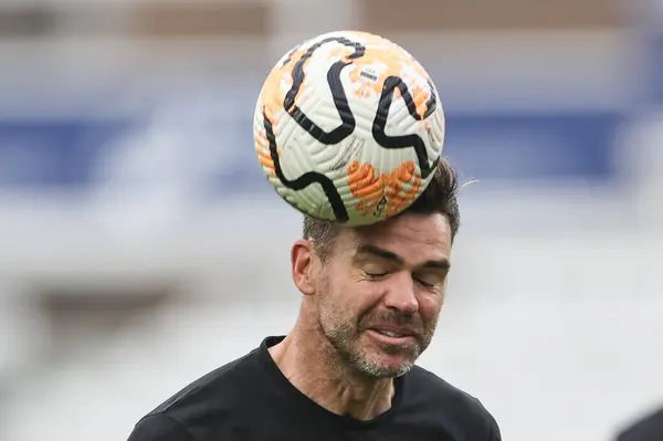 stock image James Anderson England bowling coach heads the ball during the 3rd Rothesay Test Match Day One England v Sri Lanka at The Kia Oval, London, United Kingdom, 6th September 2024