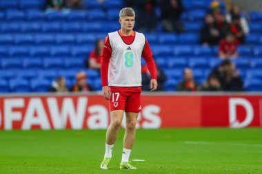 Galler 'den Jordan James, 6 Eylül 2024' te Cardiff City Stadyumu 'nda oynanan maç öncesi ısınma maçında UEFA Uluslar Ligi - Grup B - Galler - Türkiye - Galler - Galler - Galler - Galler vs.