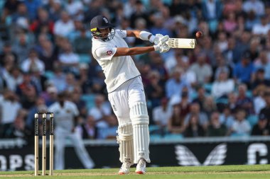 Shoaib Bashir of England clips the ball into the hands of Fernando, England all out during the 3rd Rothesay Test Match Day Three England v Sri Lanka at The Kia Oval, London, United Kingdom, 8th September 2024 clipart