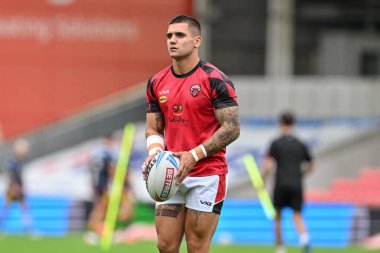 Salford Red Devils 25. Betfred Süper Lig karşılaşması öncesinde Salford Red Devils, Catalans Dragons 'a karşı Salford Community Stadyumu, Eccles, İngiltere, 7 Eylül 2024