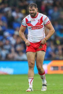 St. Helens 'den Alex Walmsley 25. Betfred Süper Lig karşılaşmasında Warrington Wolves St. Helens' e karşı Halliwell Jones Stadyumu, Warrington, İngiltere, 7 Eylül 2024
