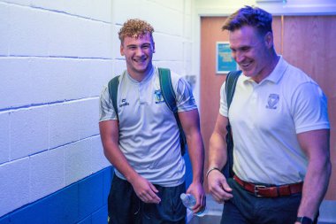 Warrington Wolves takımından Cai Taylor-Wray, 7 Eylül 2024 tarihinde Warrington, İngiltere 'deki Halliwell Jones Stadyumu' nda oynanan 25.