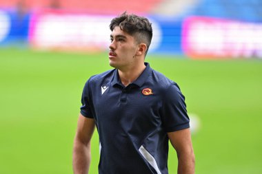 Katalan Ejderhaları 'ndan Guillermo Aispuro-Bichet, 7 Eylül 2024' te Salford Topluluk Stadyumu 'nda oynanan Betfred Süper Lig 25. Raundu öncesinde sahayı teftiş ediyor.