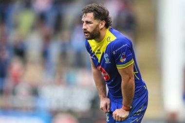 Warrington Wolves 'tan Toby King 25. Betfred Süper Lig karşılaşmasında Warrington Wolves St. Helens' e karşı Halliwell Jones Stadyumu, Warrington, İngiltere, 7 Eylül 2024