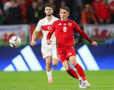 Galler 'den Harry Wilson, 6 Eylül 2024' te Cardiff City Stadyumu 'nda oynanan UEFA Uluslar Ligi - B - Grubu 4 - Galler - Türkiye maçı sırasında pas attı.
