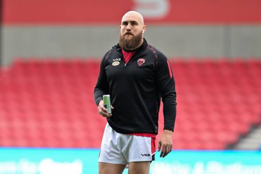 Gil Dudson of Salford Red Devils inspects the pitch ahead of Betfred Super League Round 25 match Salford Red Devils vs Catalans Dragons at Salford Community Stadium, Eccles, United Kingdom, 7th September 2024 clipart