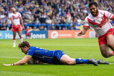 Warrington Wolves 'tan Jordan Crowther, 7 Eylül 2024' te Warrington, Warrington 'da oynanan Betfred Süper Lig 25. Raundda St.Helens' e karşı oynadığı maçta 10-2 'lik skoru deniyor.