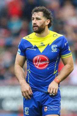 Warrington Wolves 'tan Toby King 25. Betfred Süper Lig karşılaşmasında Warrington Wolves St. Helens' e karşı Halliwell Jones Stadyumu, Warrington, İngiltere, 7 Eylül 2024