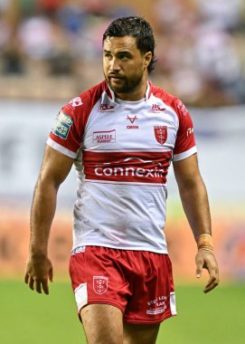 Hull KR takımından Peta Hiku, Betfred Süper Lig 25. Raundunda Wigan Warriors 'a karşı Hull KR' a karşı Brick Community Stadyumu, Wigan, İngiltere, 6 Eylül 2024