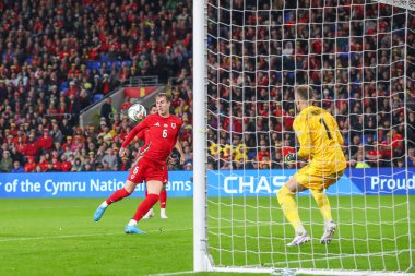 Galler 'den Joe Rodon' un, 6 Eylül 2024 'te Cardiff City Stadyumu, İngiltere' de oynanan 4. Lig - B Grubu - Galler - Türkiye maçında orta direğin üzerinden gol atma şansı var.