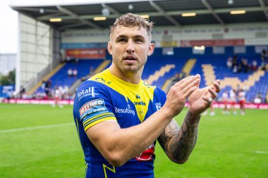 Warrington Wolves 'tan Sam Powell, 7 Eylül 2024' te Warrington, İngiltere 'deki Halliwell Jones Stadyumu' nda oynanan 25.