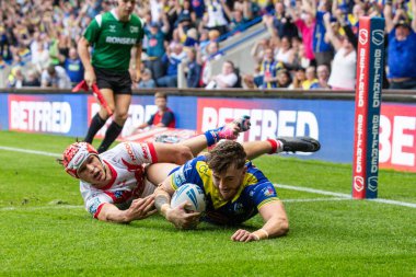 Warrington Wolves takımından Matty Ashton 7 Eylül 2024 'te Warrington Jones Stadyumu' nda oynanan 25. Warrington Wolves-St Helens maçında skoru 4-2 yaptı.