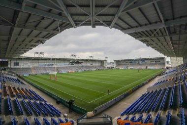 Halliwell Jones Stadyumu 'nun Betfred Süper Lig 25. Maçı sırasında Halliwell Jones Stadyumu' nda Warrington Wolves 'a karşı St Helens maçı, 7 Eylül 2024