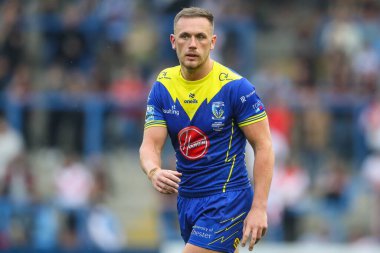 Warrington Wolves 'dan Ben Currie Betfred Süper Lig 25. Maçı sırasında Warrington Wolves St. Helens' e karşı Halliwell Jones Stadyumu, Warrington, İngiltere, 7 Eylül 2024
