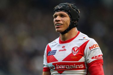 St. Helens takımından Jonny Lomax 25. Betfred Süper Lig karşılaşmasında Warrington Wolves St. Helens 'e karşı Halliwell Jones Stadyumu, Warrington, İngiltere, 7 Eylül 2024