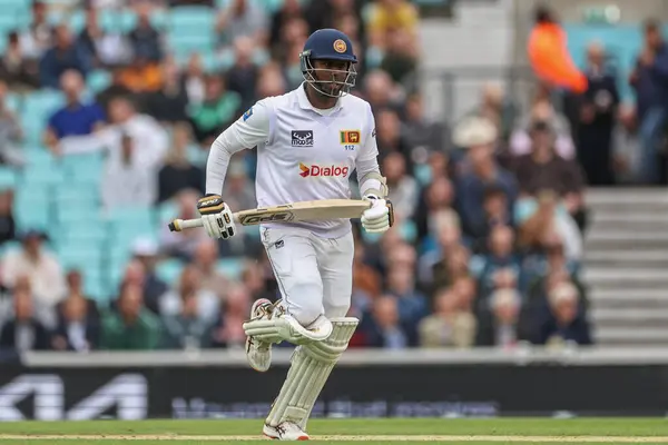 stock image Angelo Mathews of Sri Lanka makes one run during the 3rd Rothesay Test Match Day Four England v Sri Lanka at The Kia Oval, London, United Kingdom, 9th September 2024