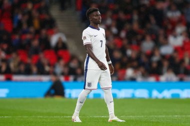 UEFA Uluslar Ligi sırasında İngiltere 'den Bukayo Saka - Grup B - Grup 2 Finlandiya Wembley Stadyumu, Londra, Birleşik Krallık, 10 Eylül 2024