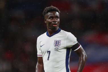 UEFA Uluslar Ligi sırasında İngiltere 'den Bukayo Saka - Grup B - Grup 2 Finlandiya Wembley Stadyumu, Londra, Birleşik Krallık, 10 Eylül 2024