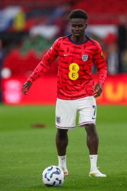 İngiltere 'den Bukayo Saka, UEFA Uluslar Ligi - B-Grubu 2 İngiltere-Finlandiya maçı öncesinde Wembley Stadyumu, Londra, İngiltere, 10 Eylül 2024