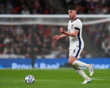 İngiltere 'den Declan Rice, UEFA Uluslar Ligi - B Grubu 2. İngiltere-Finlandiya maçı sırasında Wembley Stadyumu, Londra, Birleşik Krallık, 10 Eylül 2024