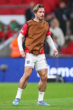 Maç öncesi ısınma öncesinde İngiltere 'den Jack Grealish UEFA Uluslar Ligi - B Grubu 2 İngiltere - Finlandiya Wembley Stadyumu, Londra, Birleşik Krallık, 10 Eylül 2024
