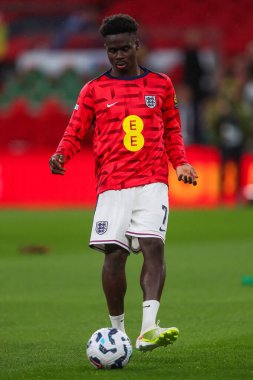 İngiltere 'den Bukayo Saka, UEFA Uluslar Ligi - B-Grubu 2 İngiltere-Finlandiya maçı öncesinde Wembley Stadyumu, Londra, İngiltere, 10 Eylül 2024