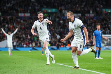 İngiltere 'den Harry Kane, 10 Eylül 2024' te Wembley Stadyumu 'nda oynanan UEFA Uluslar Ligi - B Grubu 2.