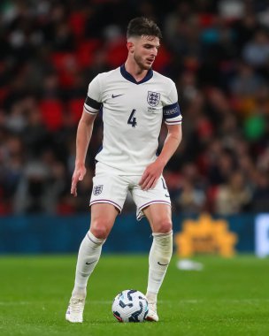 İngiltere 'den Declan Rice, UEFA Uluslar Ligi - B Grubu 2. İngiltere-Finlandiya maçı sırasında Wembley Stadyumu, Londra, Birleşik Krallık, 10 Eylül 2024