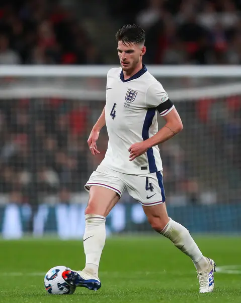 stock image Declan Rice of England makes a break with the ball  during the UEFA Nations League - League B - Group 2 England v Finland at Wembley Stadium, London, United Kingdom, 10th September 2024