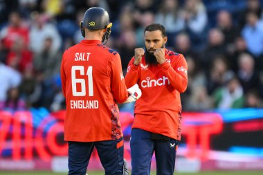 Adil Rashid of England celebrates bowling Matthew Short of Australia during the Second Vitality IT20 Series England v Australia at Sophia Gardens Cricket Ground, Cardiff, United Kingdom, 13th September 202 clipart