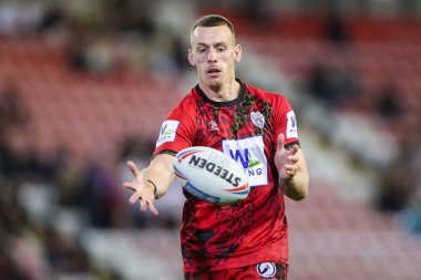 Leigh Leopards 'dan Frankie Halton maç öncesi ısınma turunda Betfred Süper Lig 26. Raundda Leigh Leopards Hull KR' a karşı Leigh Spor Köyü, Leigh, İngiltere, 13 Eylül 2024