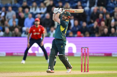 Travis Head of Australia hits a six (6) during the Second Vitality IT20 Series England v Australia at Sophia Gardens Cricket Ground, Cardiff, United Kingdom, 13th September 202 clipart