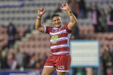 Wigan Warriors takımından Patrick Mago, 13 Eylül 2024 'te İngiltere' nin Wigan kentinde oynanan The Brick Community Stadyumu 'nda 26.