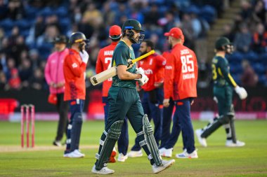 Matthew Short of Australia leaves the field after being bowled by Adil Rashid of England during the Second Vitality IT20 Series England v Australia at Sophia Gardens Cricket Ground, Cardiff, United Kingdom, 13th September 202 clipart