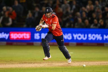 Liam Livingston of England runs for two during the Second Vitality IT20 Series England v Australia at Sophia Gardens Cricket Ground, Cardiff, United Kingdom, 13th September 202 clipart