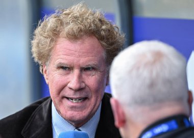 Aktör Will Ferrell Leeds United ile Gök İddia Şampiyonası maçı öncesinde Elland Road, Leeds, İngiltere 'de Leeds United maçında konuştu.