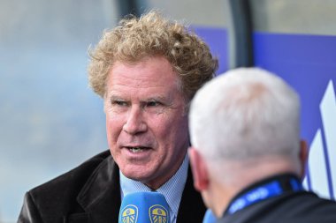 Actor Will Ferrell speaks with Leeds United ahead of the Sky Bet Championship match Leeds United vs Burnley at Elland Road, Leeds, United Kingdom, 14th September 2024 clipart