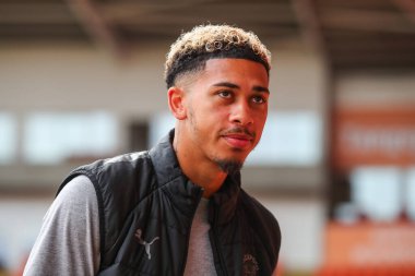 Blackpool 'dan Jordan Lawrence-Gabriel, 14 Eylül 2024' te Bloomfield Road, Blackpool, İngiltere 'de oynanan Blackpool - Exeter City maçı öncesinde geldi.