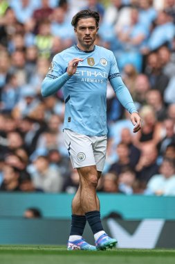 Manchester City ile Brentford arasındaki Premier League maçı sırasında Manchester City 'den Jack Grealish, Etihad Stadyumu, Manchester, İngiltere, 14 Eylül 2024