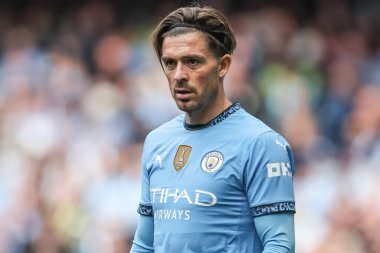 Manchester City ile Brentford arasındaki Premier League maçı sırasında Manchester City 'den Jack Grealish, Etihad Stadyumu, Manchester, İngiltere, 14 Eylül 2024