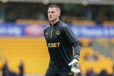 Wolverhampton Wanderers 'dan Sam Johnstone, 15 Eylül 2024 tarihinde İngiltere' nin Wolverhampton kentinde oynanan Premier League karşılaşmasında Wolverhampton Wanderers - Newcastle United maçında ısındı.