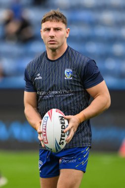 Warrington Wolves takımından George Williams, Betfred Süper Lig 26. Raundu öncesinde John Smith 'in Stadyumu' nda Huddersfield Giants ve Warrington Wolves maçında ısındı.