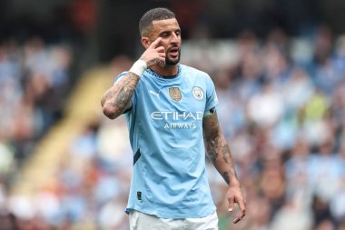 Manchester City 'den Kyle Walker Premier League maçı sırasında Manchester City ile Brentford arasında Etihad Stadyumu, Manchester, İngiltere, 14 Eylül 2024