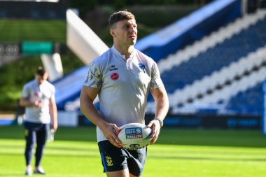 Warrington Wolves takımından George Williams, 14 Eylül 2024 'te John Smith' in Stadyumu 'nda oynanan Betfred Süper Lig 26. Maçı' nda Huddersfield Giants ve Warrington Wolves maçında öne geçti.
