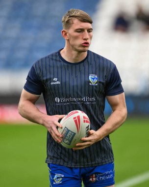 Warrington Wolves takımından Matty Nicholson, Betfred Süper Lig 26. Raundu öncesinde John Smith Stadyumu, Huddersfield, Birleşik Krallık 'ta oynanan Huddersfield Giants vs Warrington Wolves maçında ısındı.