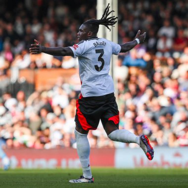 Fulham 'dan Calvin Bassey, 14 Eylül 2024' te Craven Cottage, Londra 'da oynanan Premier League maçında Fulham-West Ham United maçında tepki gösterdi.