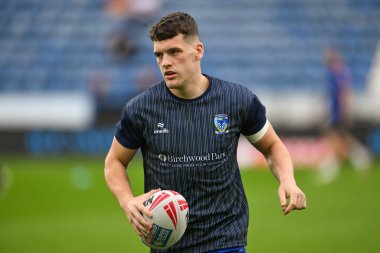 Warrington Wolves takımından Josh Thewlis, Betfred Süper Lig 26. Raundu öncesinde John Smith Stadyumu 'nda Huddersfield Giants' a karşı Warrington Wolves maçında ısındı.