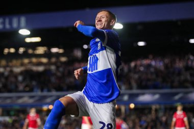 Birmingham City 'den Jay Stansfield, 16 Eylül 2024' te Birmingham City 'nin St. Andrew' s @ Knighthead Park, Birmingham 'daki Wrexham maçında 2-1 kazanma hedefini kutluyor.