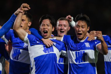 Tomoki Iwata of Birmingham City celebrates his goal to make it 3-1 during the Sky Bet League 1 match Birmingham City vs Wrexham at St. Andrew's @ Knighthead Park, Birmingham, United Kingdom, 16th September 2024 clipart